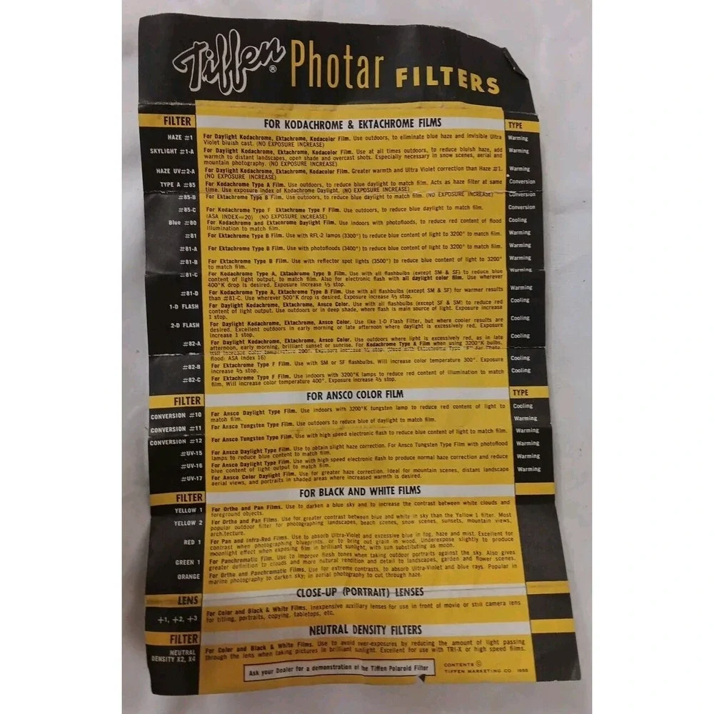 Vtg Tiffen Photar Photographic Filter Color Correction‎ #5 Filter Selecter